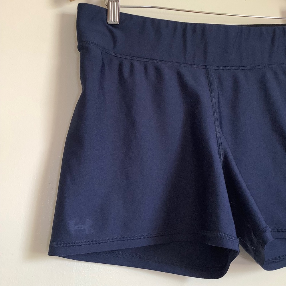 Under Armour HeatGear Navy Blue Compression Athletic Shorts Womens 2XL 2TG EEG - Picture 6 of 9